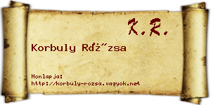 Korbuly Rózsa névjegykártya